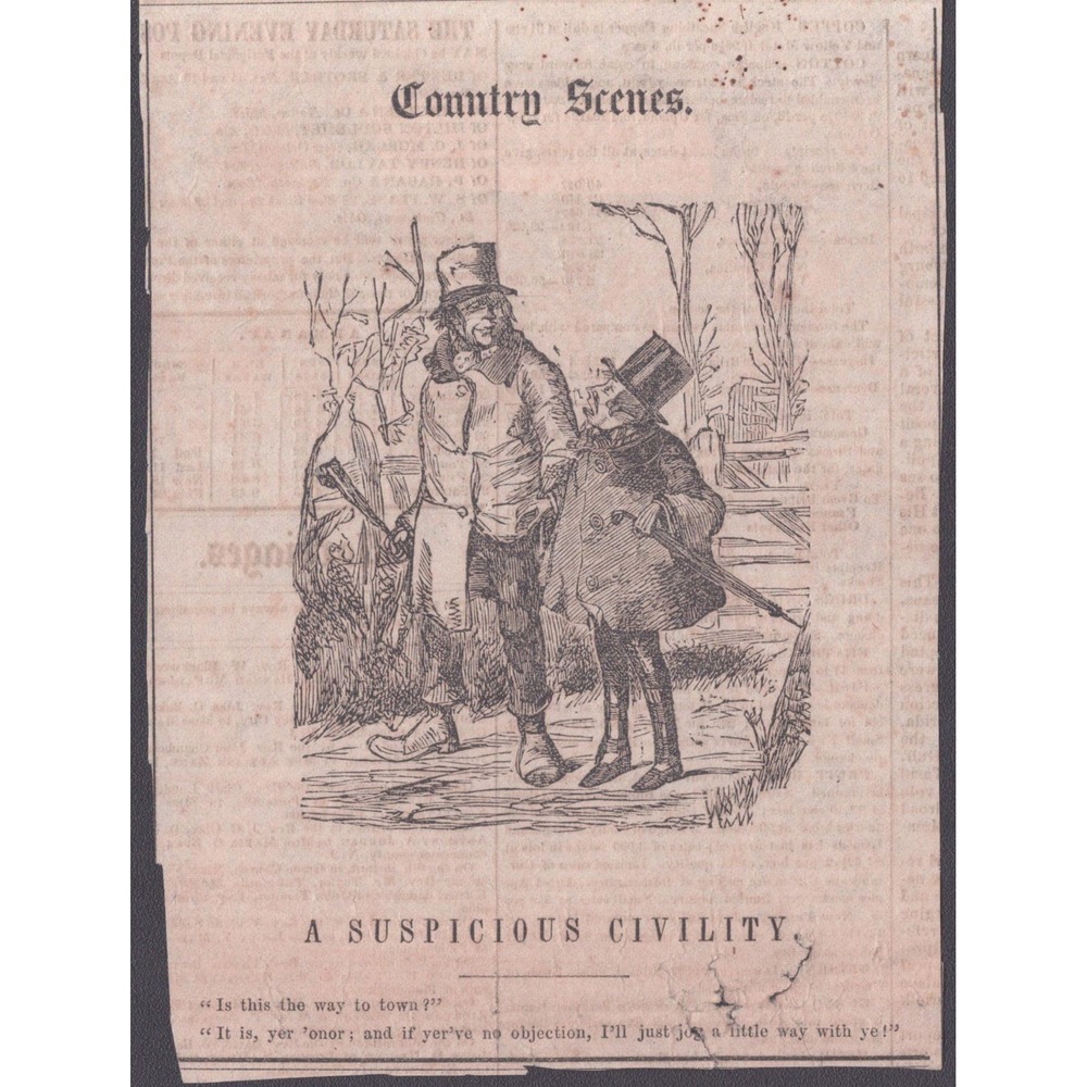 1850s Saturday Evening Post Clipping Country Scenes A Suspicious Civility Print